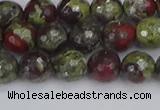 CDB330 15.5 inches 8mm faceted round A grade dragon blood jasper beads