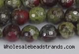 CDB331 15.5 inches 10mm faceted round A grade dragon blood jasper beads