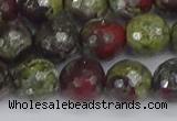 CDB332 15.5 inches 12mm faceted round A grade dragon blood jasper beads