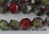 CDB337 15.5 inches 8mm faceted nuggets dragon blood jasper beads