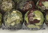 CDB353 15 inches 12mm faceted round dragon blood jasper beads