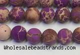 CDE1020 15.5 inches 4mm round matte sea sediment jasper beads