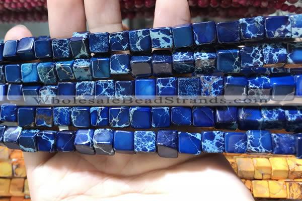 CDE1116 15.5 inches 8*8mm cube sea sediment jasper beads