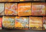 CDE1340 15.5 inches 8*8mm tube sea sediment jasper beads