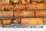 CDE1420 15.5 inches 4*13mm tube sea sediment jasper beads wholesale