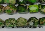 CDE155 15.5 inches 10*12mm faceted nugget dyed sea sediment jasper beads