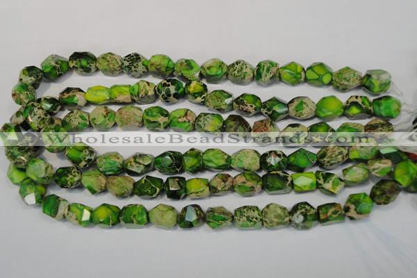 CDE155 15.5 inches 10*12mm faceted nugget dyed sea sediment jasper beads