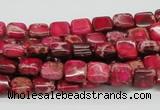 CDE19 15.5 inches 8*8mm square dyed sea sediment jasper beads