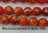 CDE2100 15.5 inches 6mm faceted round dyed sea sediment jasper beads