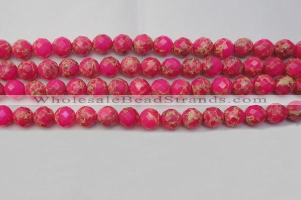 CDE2113 15.5 inches 12mm faceted round dyed sea sediment jasper beads