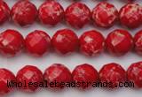 CDE2120 15.5 inches 6mm faceted round dyed sea sediment jasper beads