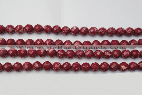 CDE2135 15.5 inches 16mm faceted round dyed sea sediment jasper beads