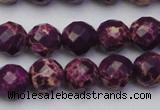 CDE2143 15.5 inches 12mm faceted round dyed sea sediment jasper beads