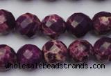 CDE2144 15.5 inches 14mm faceted round dyed sea sediment jasper beads