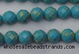 CDE2150 15.5 inches 6mm faceted round dyed sea sediment jasper beads