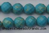 CDE2154 15.5 inches 14mm faceted round dyed sea sediment jasper beads