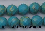 CDE2156 15.5 inches 18mm faceted round dyed sea sediment jasper beads