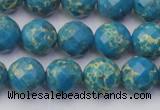 CDE2162 15.5 inches 10mm faceted round dyed sea sediment jasper beads