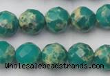 CDE2174 15.5 inches 14mm faceted round dyed sea sediment jasper beads