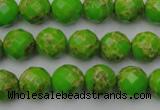 CDE2181 15.5 inches 8mm faceted round dyed sea sediment jasper beads