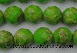 CDE2185 15.5 inches 16mm faceted round dyed sea sediment jasper beads