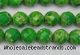 CDE2190 15.5 inches 6mm faceted round dyed sea sediment jasper beads