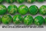 CDE2191 15.5 inches 8mm faceted round dyed sea sediment jasper beads