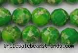 CDE2192 15.5 inches 10mm faceted round dyed sea sediment jasper beads