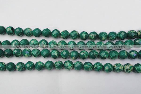 CDE2203 15.5 inches 12mm faceted round dyed sea sediment jasper beads