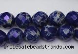 CDE2213 15.5 inches 12mm faceted round dyed sea sediment jasper beads