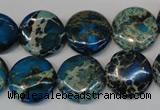 CDE232 15.5 inches 16mm flat round dyed sea sediment jasper beads