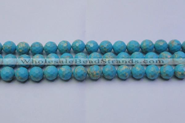 CDE2542 15.5 inches 14mm faceted round dyed sea sediment jasper beads