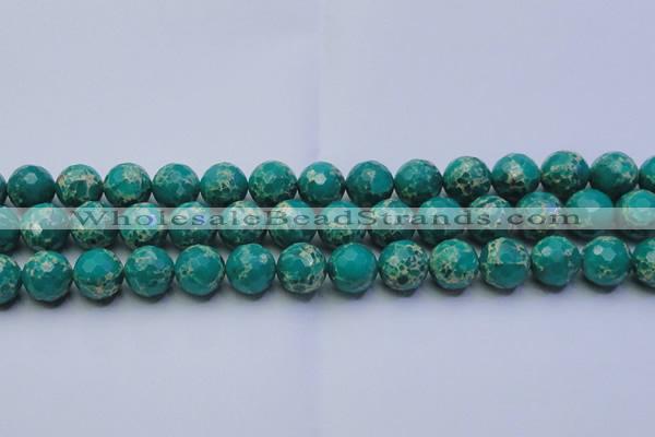 CDE2564 15.5 inches 14mm faceted round dyed sea sediment jasper beads