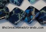 CDE258 15.5 inches 20*20mm diamond dyed sea sediment jasper beads