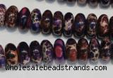 CDE372 15.5 inches 6*12mm rondelle dyed sea sediment jasper beads