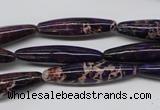 CDE383 15.5 inches 7*30mm rice dyed sea sediment jasper beads