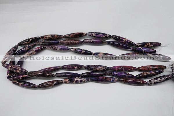 CDE383 15.5 inches 7*30mm rice dyed sea sediment jasper beads