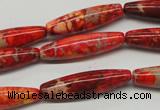 CDE513 15.5 inches 8*31mm rice dyed sea sediment jasper beads