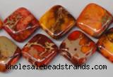 CDE545 15.5 inches 14*14mm diamond dyed sea sediment jasper beads