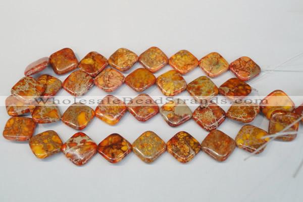 CDE547 15.5 inches 20*20mm diamond dyed sea sediment jasper beads