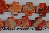 CDE561 15.5 inches 16*16mm cross dyed sea sediment jasper beads