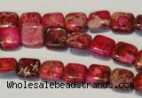 CDE620 15.5 inches 10*10mm square dyed sea sediment jasper beads