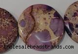 CDE708 15.5 inches 35mm flat round dyed sea sediment jasper beads