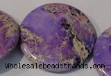 CDE709 15.5 inches 55mm flat round dyed sea sediment jasper beads