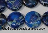 CDE908 15.5 inches 20mm flat round dyed sea sediment jasper beads