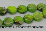 CDE91 15.5 inches 12mm flat round dyed sea sediment jasper beads