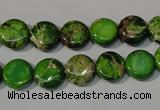 CDE936 15.5 inches 10mm flat round dyed sea sediment jasper beads