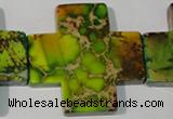 CDE954 15.5 inches 45*45mm cross dyed sea sediment jasper beads