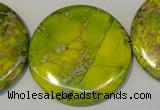 CDI129 15.5 inches 44mm flat round dyed imperial jasper beads