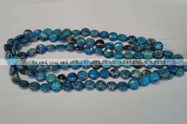 CDI305 15.5 inches 12mm flat round dyed imperial jasper beads